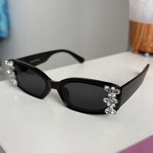 Elegant Black Sunglasses with Crystal Accents